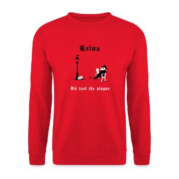 Relax - It's just the plague - Unisex Pullover - Rot - Vorne - Alina (178cm) & Michal (187cm)