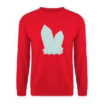 Illustration der Kristallhaufen-Geode - Unisex Pullover - Rot - Vorne - Alina (178cm) & Michal (187cm)