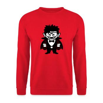 Funny Nerd Vampire with Glasses and Bow Tie - Unisex Sweatshirt - red - Front - Alina (178cm) & Michal (187cm)