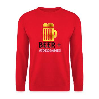 Jeux vidéo Pixel Beer - Sweat-shirt Unisexe - rouge - Devant - Alina (178cm) & Michal (187cm)