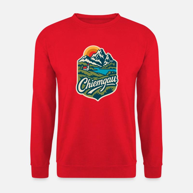 Chiemgau Alpenlandschaft Bayern   - Unisex Pullover - Rot