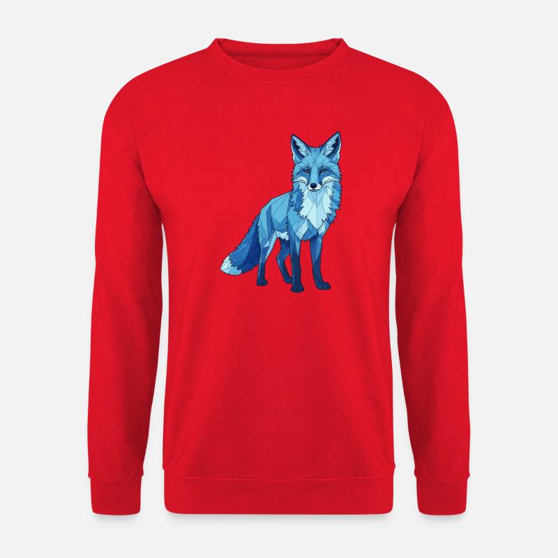 Blue polygon fox - Unisex Sweatshirt - red