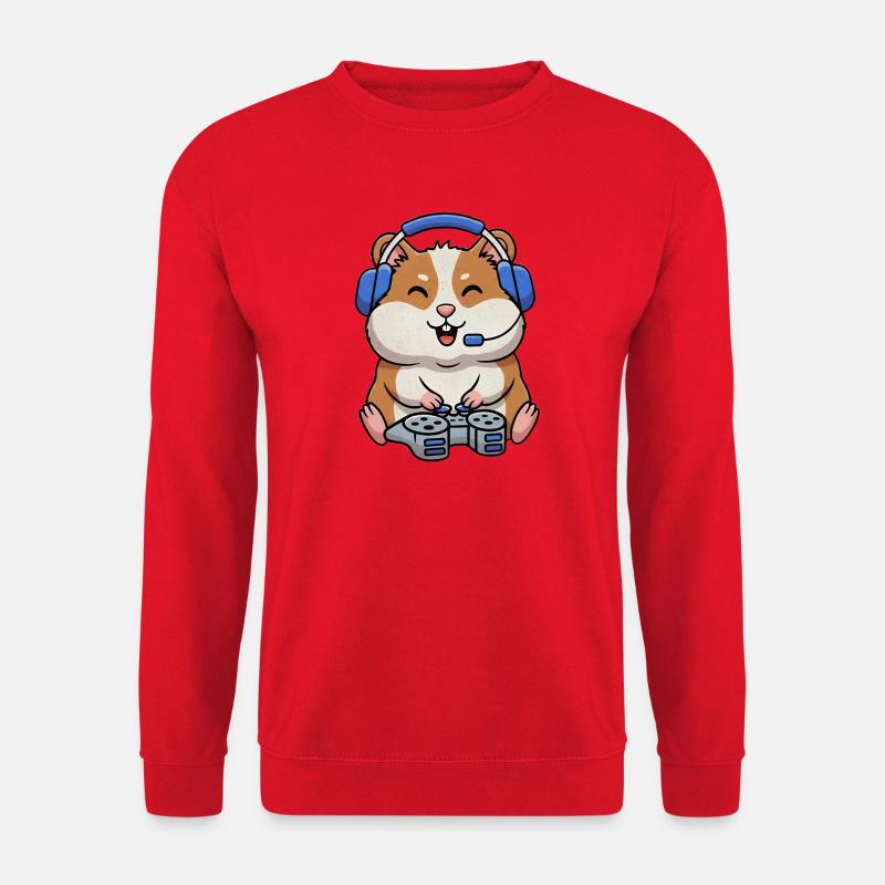 Hamster beim Gamen - Unisex Pullover - Rot