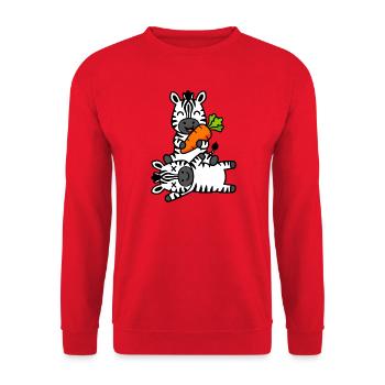 Mignons amis zèbres avec des carottes amusantes - Sweat-shirt Unisexe - rouge - Devant - Alina (178cm) & Michal (187cm)