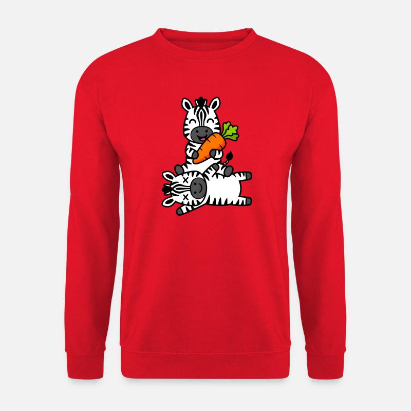 Süße Zebra-Freunde mit Karottenspaß - Unisex Pullover - Rot