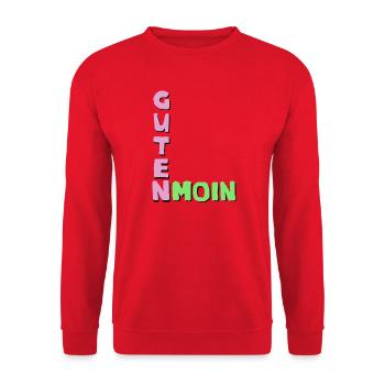 Guten moin Good morning - Unisex Pullover - Rot - Vorne - Alina (178cm) & Michal (187cm)