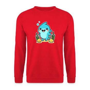 Delfinchen Unterwasserfreude - Unisex Pullover - Rot - Vorne - Alina (178cm) & Michal (187cm)