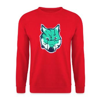 Wolf-Schaf, ein gezogenes Wort - Unisex Pullover - Rot - Vorne - Alina (178cm) & Michal (187cm)