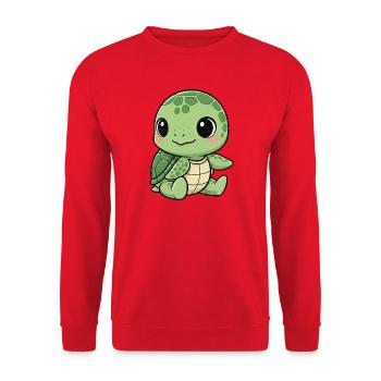 Süße Schildkröte Cartoon Lachen Freude Seerose - Unisex Pullover - Rot - Vorne - Alina (178cm) & Michal (187cm)