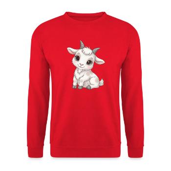 Ziege im Mondlicht - Unisex Pullover - Rot - Vorne - Alina (178cm) & Michal (187cm)