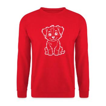 Kuschelkind Welpe Sketch - Unisex Pullover - Rot - Vorne - Alina (178cm) & Michal (187cm)