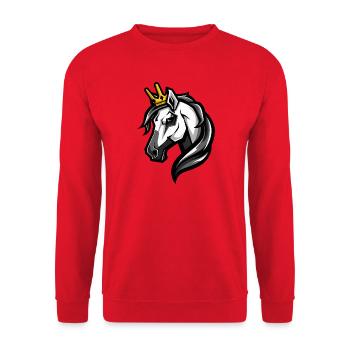 Pferd Kopf Krone - Unisex Pullover - Rot - Vorne - Alina (178cm) & Michal (187cm)