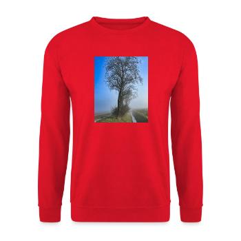 Lonely tree in morning mist - Unisex Sweatshirt - red - Front - Alina (178cm) & Michal (187cm)