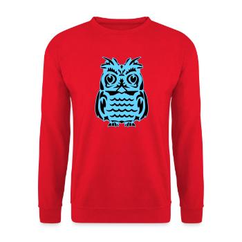 Light Blue Abstract Owl - Unisex Sweatshirt - red - Front - Alina (178cm) & Michal (187cm)