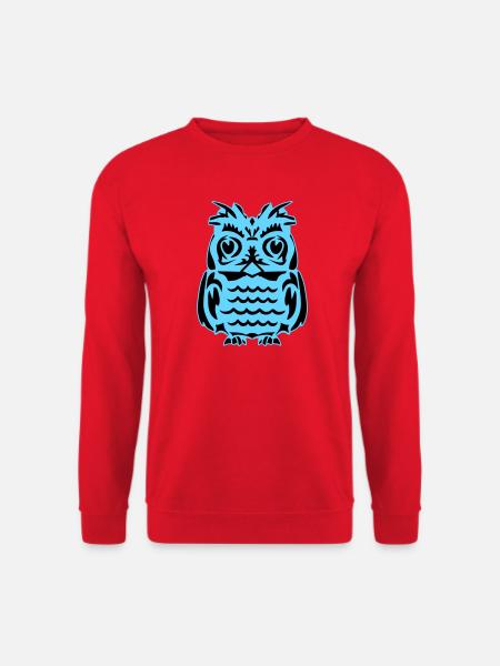 Light Blue Abstract Owl - Unisex Sweatshirt - red