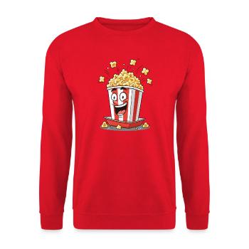 Popcorn Bucket Cartoon Spaß - Unisex Pullover - Rot - Vorne - Alina (178cm) & Michal (187cm)