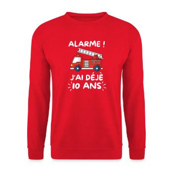 Camion Pompier 10 Ans, Anniversaire Garçon - Sweat-shirt Unisexe - rouge - Devant - Alina (178cm) & Michal (187cm)