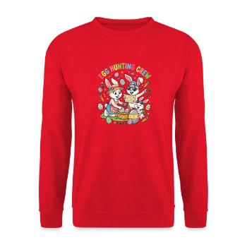 Hoster Bunny Family - Egg Collector - Unisex Sweatshirt - red - Front - Alina (178cm) & Michal (187cm)