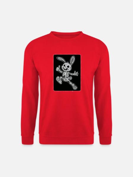 Röntgen Hase Skelett Lustiges Halloween Design - Unisex Pullover - Rot