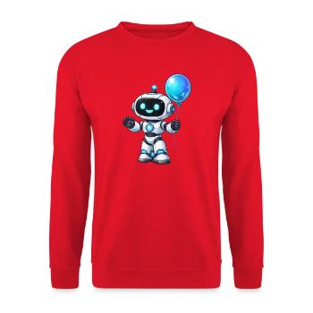 Small robot with balloon - Unisex Sweatshirt - red - Front - Alina (178cm) & Michal (187cm)