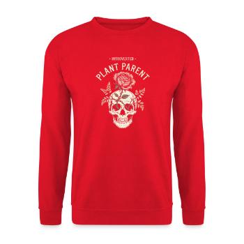 Plant Parent Skull Bloom - Unisex Sweatshirt - red - Front - Alina (178cm) & Michal (187cm)