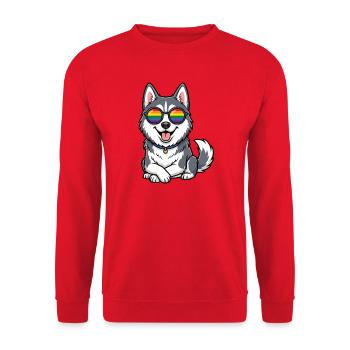 LGBT-Pride-Monat – Süßer Husky - Unisex Pullover - Rot - Vorne - Alina (178cm) & Michal (187cm)