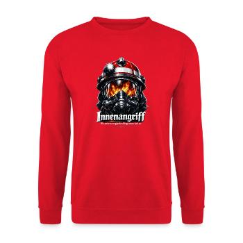 Feuerwehr Innenangriff Flammenhelm - Unisex Pullover - Rot - Vorne - Alina (178cm) & Michal (187cm)