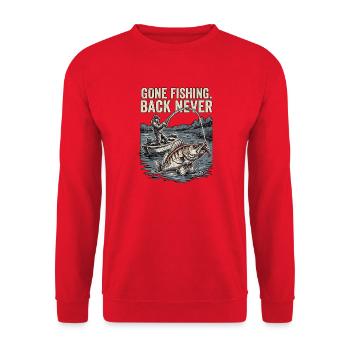 Gone Fishing Back Never Angler Fischer - Unisex Pullover - Rot - Vorne - Alina (178cm) & Michal (187cm)