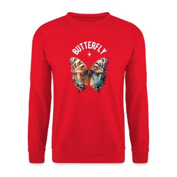 Papillon en aquarelle - Sweat-shirt Unisexe - rouge - Devant - Alina (178cm) & Michal (187cm)