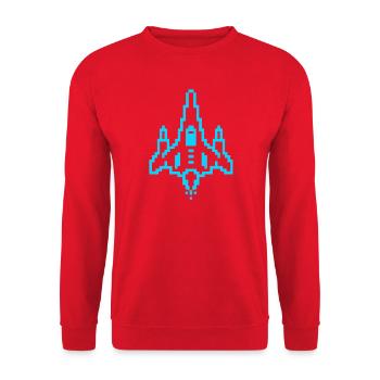 Retro Raumschiff Gaming Arcade - Unisex Pullover - Rot - Vorne - Alina (178cm) & Michal (187cm)
