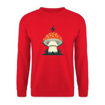 Lightning Mushroom Forest Graphic Design - Unisex Sweatshirt - red - Front - Alina (178cm) & Michal (187cm)