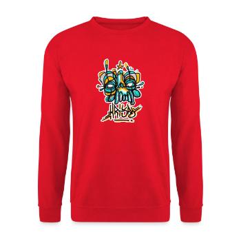 Skull Rature Graff Krispé - Sweat-shirt Unisexe - rouge - Devant - Alina (178cm) & Michal (187cm)