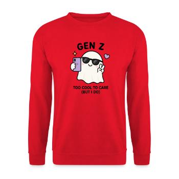 Fantôme kawaii de la génération Z mignon prenant un selfie en sunglas. - Sweat-shirt Unisexe - rouge - Devant - Alina (178cm) & Michal (187cm)