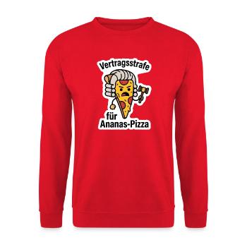 Vertragsstrafe Ananas Pizza Jurist Jura T-Shirt - Unisex Pullover - Rot - Vorne - Alina (178cm) & Michal (187cm)
