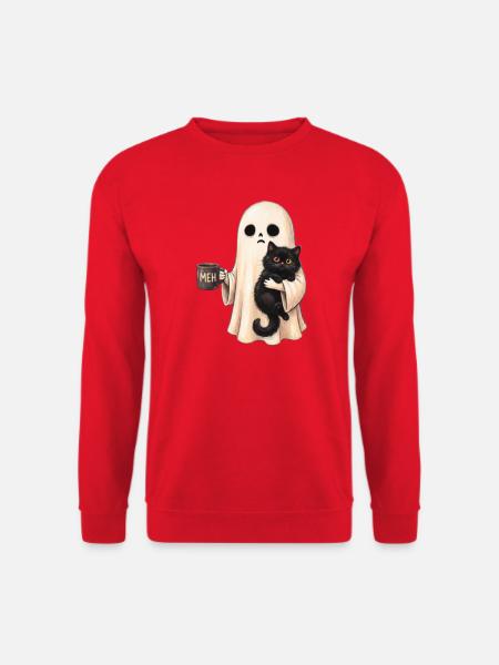 Meh-Geist mit Katzenbecher - Unisex Pullover - Rot
