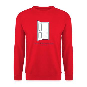 Neuer Lebensabschnitt Offene Tür Sonne Shirt - Unisex Pullover - Rot - Vorne - Alina (178cm) & Michal (187cm)