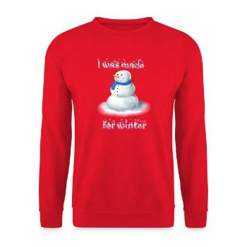 I was made for winter - Grimmiger Schneemann - Unisex Pullover - Rot - Vorne - Alina (178cm) & Michal (187cm)