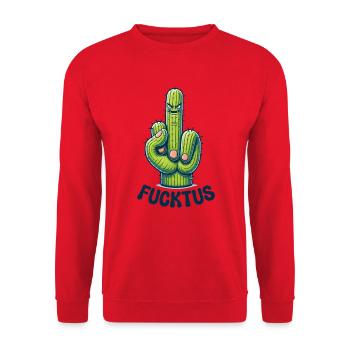 FUCKTUS KAKTUS KAKTEEN MITTELFINGER STACHEL WÜSTE - Unisex Pullover - Rot - Vorne - Alina (178cm) & Michal (187cm)