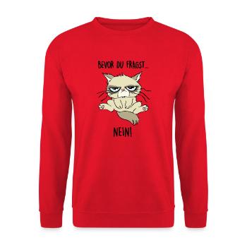 Bevor du fragst... NEIN - Unisex Pullover - Rot - Vorne - Alina (178cm) & Michal (187cm)