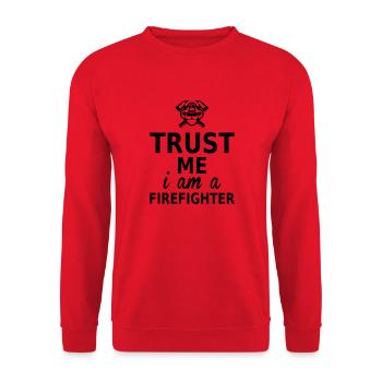 trust me i am a firefighter - Sweat-shirt Unisexe - rouge - Devant - Alina (178cm) & Michal (187cm)