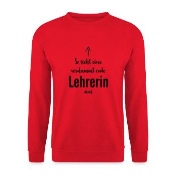 Lehrerin Schule Student - Unisex Pullover - Rot - Vorne - Alina (178cm) & Michal (187cm)