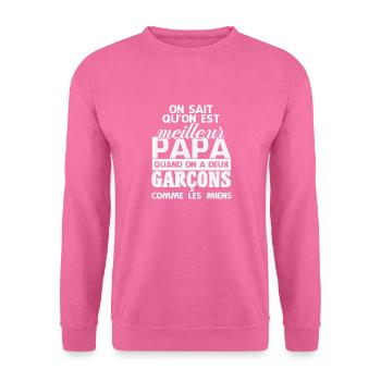 Papa de deux garçons - Sweat-shirt Unisexe - rose - Devant