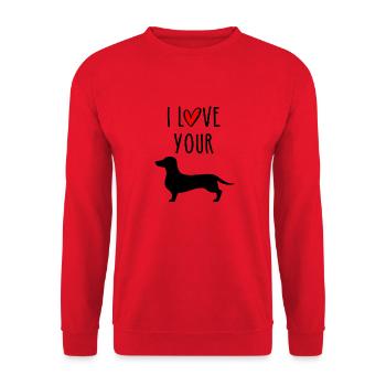 I Like Your Wiener - I Love Your Dachshund - Unisex Pullover - Rot - Vorne - Alina (178cm) & Michal (187cm)