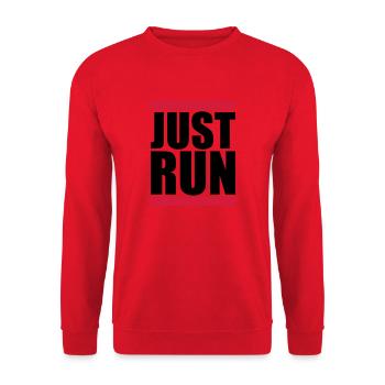 Just Run Bar Logo - Unisex Sweatshirt - red - Front - Alina (178cm) & Michal (187cm)