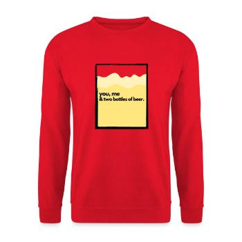 You, Me & Two Bottles of Beer - Unisex Sweatshirt - red - Front - Alina (178cm) & Michal (187cm)