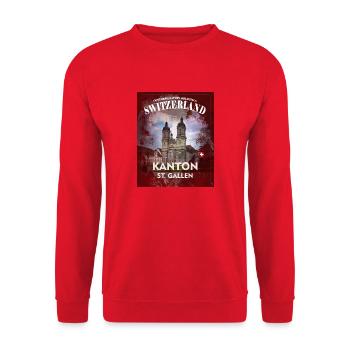 Concevez votre propre T-Shirt Canton Saint-Gall - Sweat-shirt Unisexe - rouge - Devant - Alina (178cm) & Michal (187cm)