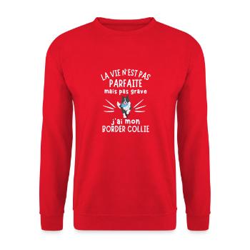 La vie nest pas parfaite mais jai border collie - Sweat-shirt Unisexe - rouge - Devant - Alina (178cm) & Michal (187cm)