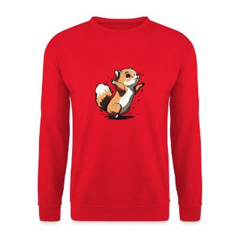 Eichhoernchen Squrirrel Comic Cute Kawaii 11 - Unisex Pullover - Rot - Vorne - Alina (178cm) & Michal (187cm)