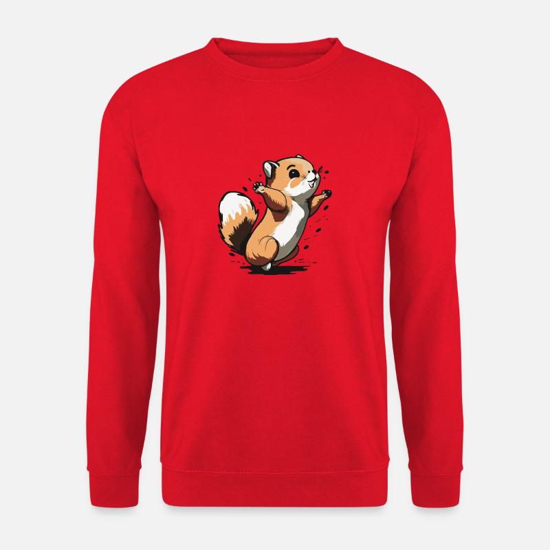 Eichhoernchen Écureuil Bande dessinée Mignon Kawaii 11 - Sweat-shirt Unisexe - rouge