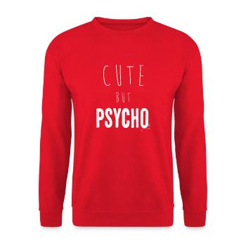Dicton ironique - CUTE mais PSYCHO - Sweat-shirt Unisexe - rouge - Devant - Alina (178cm) & Michal (187cm)